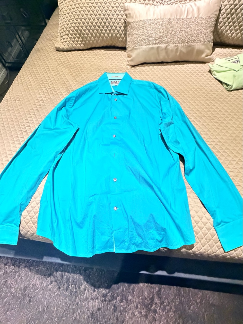 Express 1MX Men’s XL Fitted Dress Shirt – Turquoise/Aqua Blue
